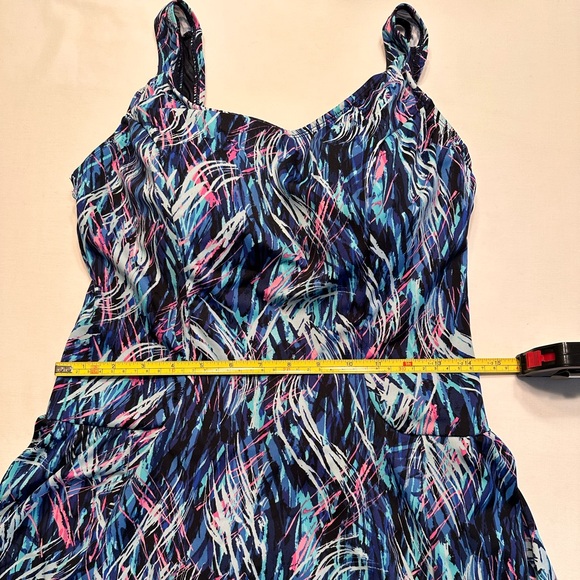 Multi-colored Blue Beach Belle Skirted 1-pc Swimsuit - Picture 8 of 8